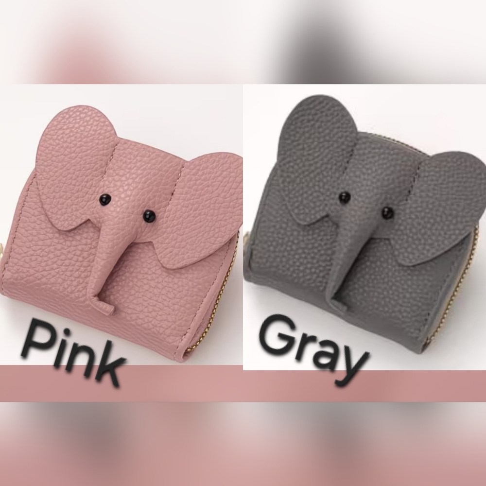 Elephant Shaped Small Zipper Wallet - Pink Or Gray - Novelty Cute Accessory